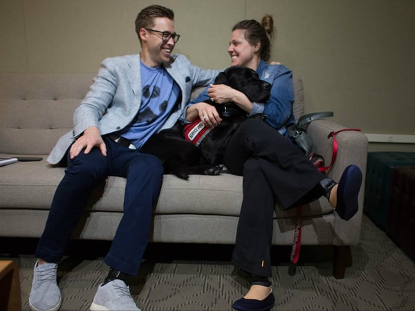 Jessica Kensky and Patrick Downes survived the 2013 Boston Marathon bombing, with lower extremity injuries that took both of Jessica's legs and one of Patrick's legs. Their service dog Rescue was named the 2017 ASPCA Dog of the Year.